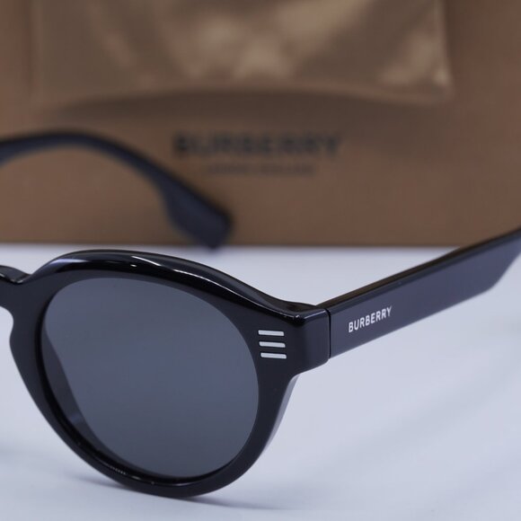 Burberry BE4404 300187 Round Sunglasses - Black/Dark Grey - Picture 2 of 11
